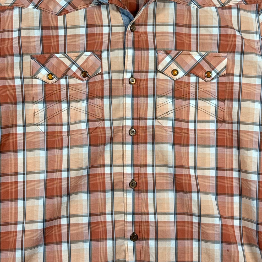 7Diamonds Shirt Mens Extra Large Western Double Pearl Snap Plaid 100% Cotton - Picture 2 of 11